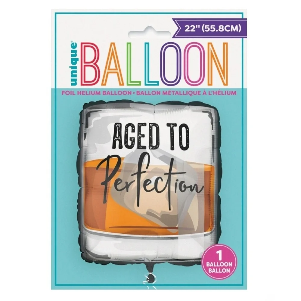 Unique Aged to Perfection Whiskey Glass Foil Balloon